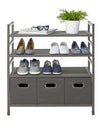 4-Tier Stackable Metal Storage Rack with Fabric Bins