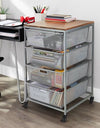 4-Drawer Organizer with Acacia Wood Top, Silver Grey