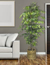 Faux 72" Ficus Tree in Roped-Style Handwoven Basket