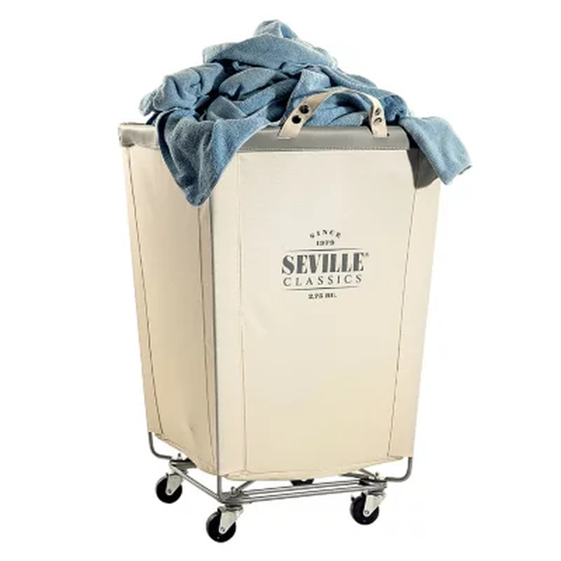 Seville Classics Commercial Heavy-Duty Rolling Laundry Hamper, 18.25" W X 18.25" D X 27.5" H