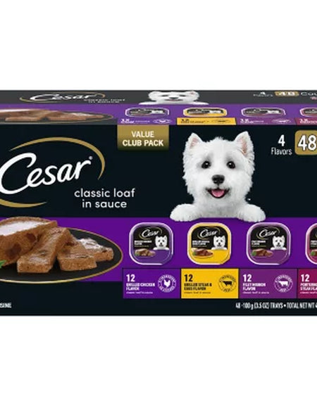 Cesar Classic Loaf in Sauce Easy Peel Variety Pack, 3.5 Oz., 48 Ct.