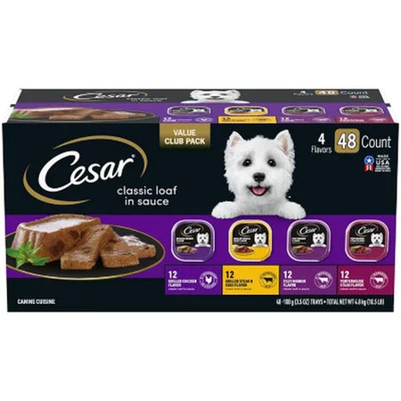 Cesar Classic Loaf in Sauce Easy Peel Variety Pack, 3.5 Oz., 48 Ct.