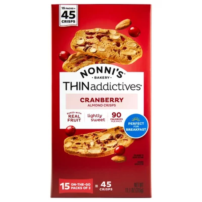 Nonni'S Thinaddictives Cranberry Almond Crisps 15 Pk.