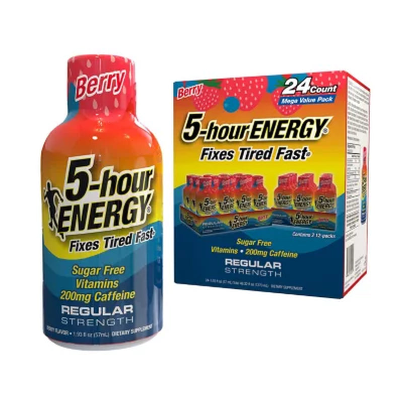 5-Hour ENERGY Shot, Regular Strength, Berry 1.93 Oz., 24 Pk.