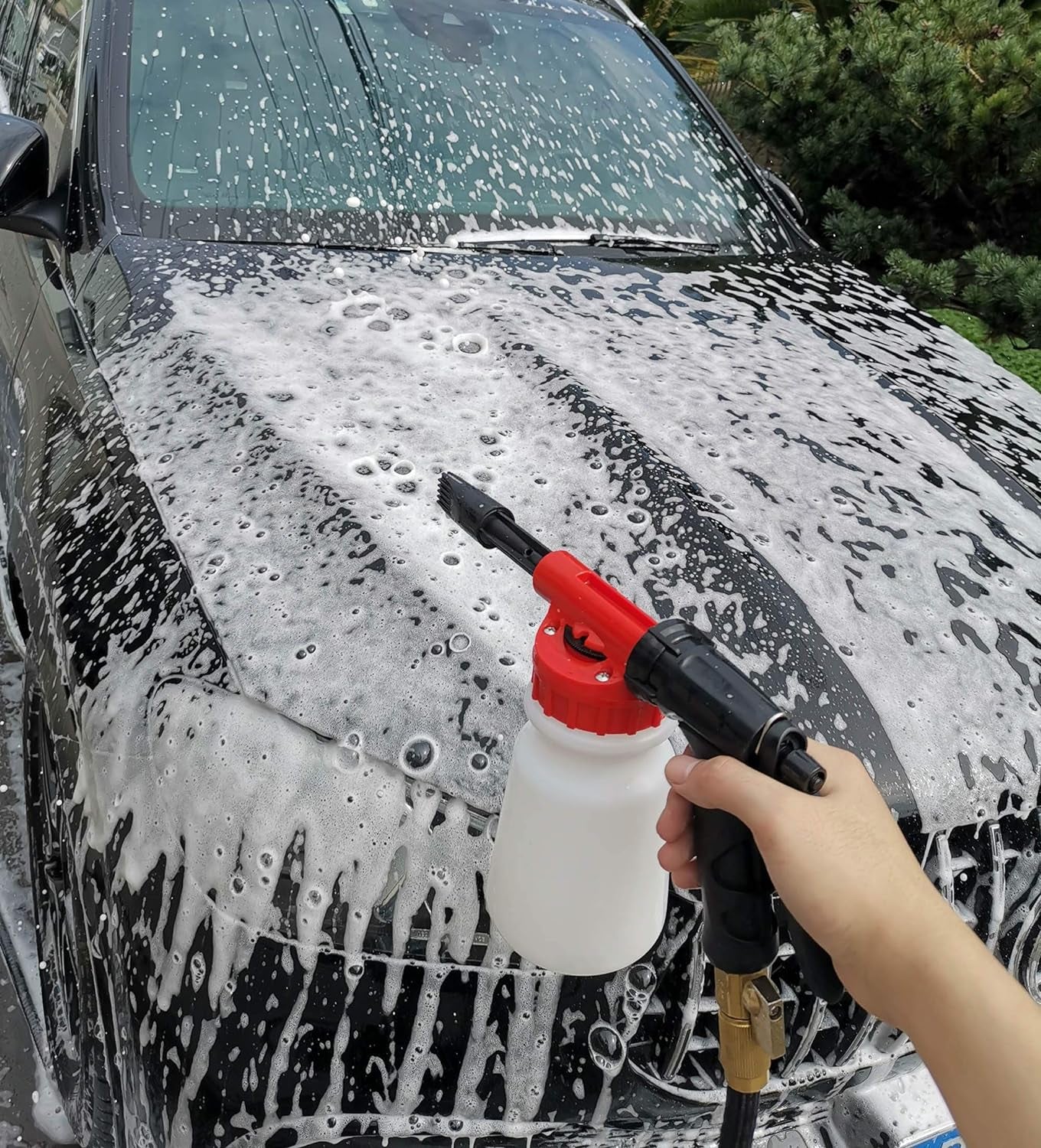 Foam Cannon for Garden Hose，Adjustment Ratio Dial Foam Gun,Car Wash Soap Spray Foamer Red