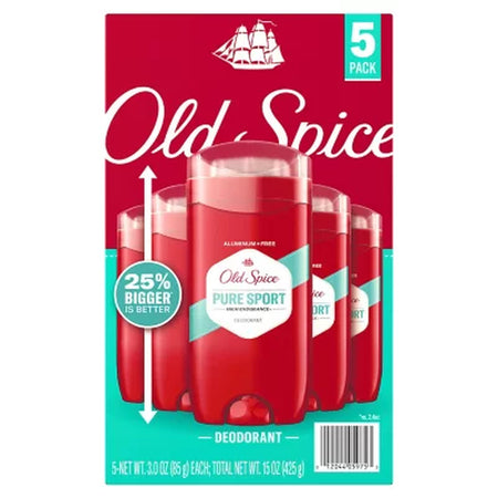 Old Spice High Endurance Deodorant, 48-Hr. Protection, Pure Sport, 3.0 Oz., 5 Pk.