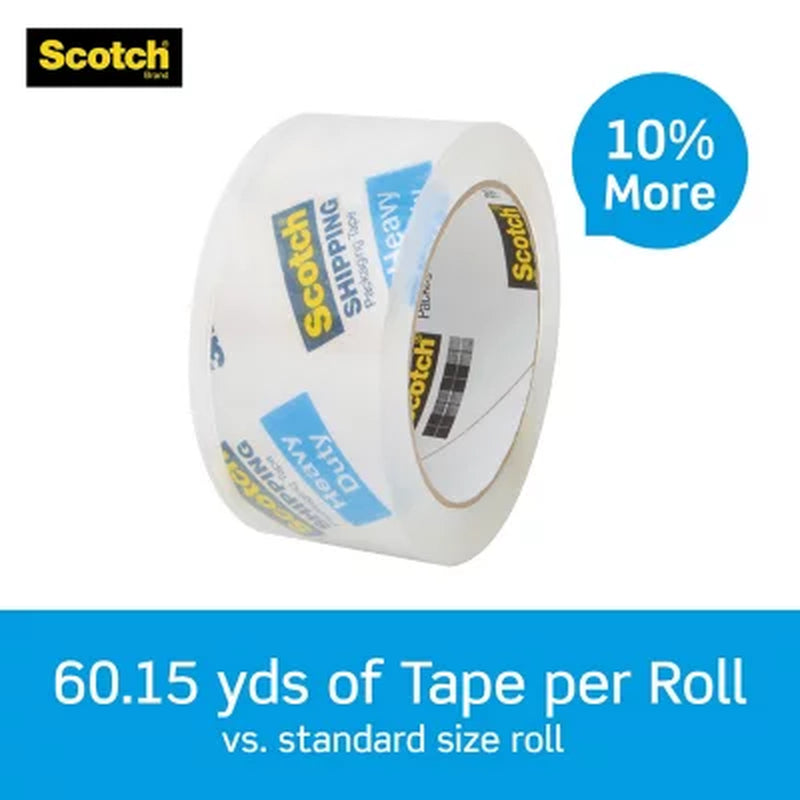 Scotch Heavy Duty Shipping Packaging Tape, 1.88" X 60.15 Yd, 6-Pack