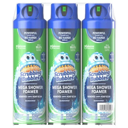 Scrubbing Bubbles Mega Shower Foamer Aerosol, Rainshower 20 Oz., 3 Ct.