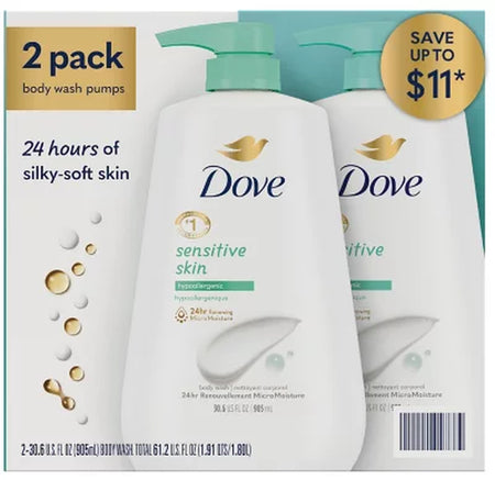 Dove Sensitive Skin Hypoallergenic Body Wash 30.6 Fl. Oz., 2 Pk.