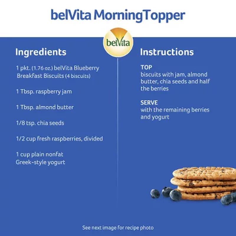 Belvita Blueberry Breakfast Biscuits, 4 Biscuits per Pack, 25 Pk.