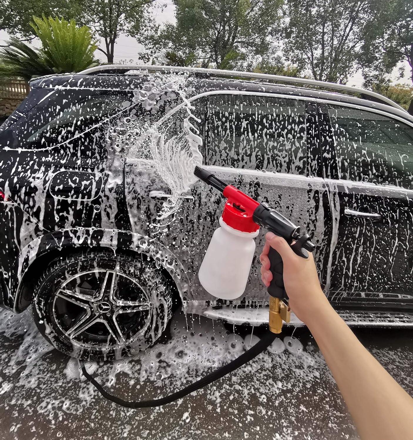 Foam Cannon for Garden Hose，Adjustment Ratio Dial Foam Gun,Car Wash Soap Spray Foamer Red