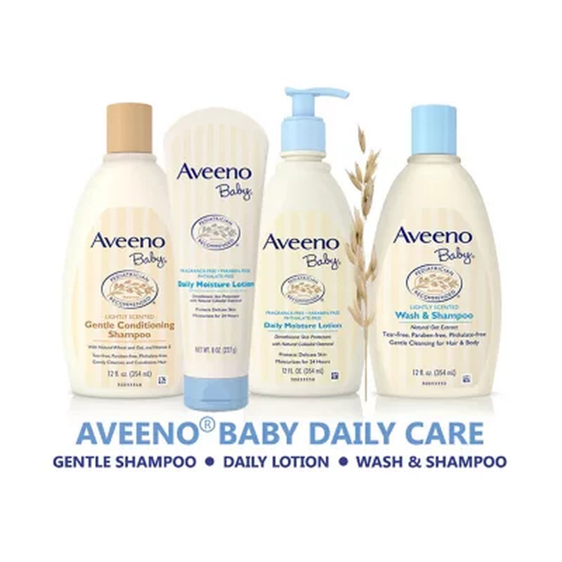 Aveeno Baby Daily Moisture Lotion with Pump, 24Hr Protection 18 Fl. Oz., 2 Pk.