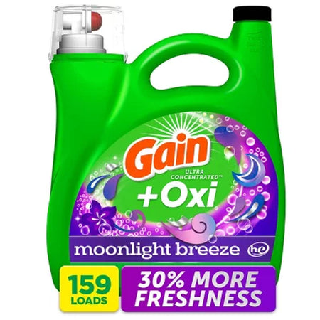 Gain + Oxi Liquid Laundry Detergent, Moonlight Breeze, 159 Loads, 170 Fl. Oz.