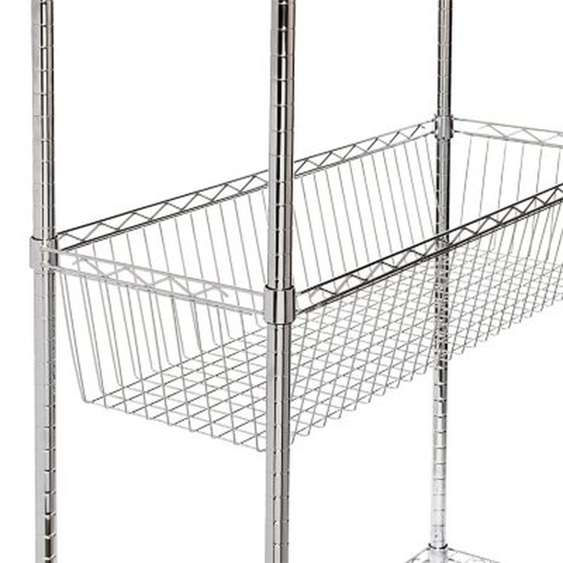 Honey-Can-Do Chrome Rolling Laundry Clothes Rack with Shelves