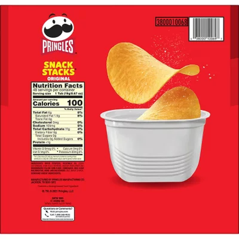 Pringles Snack Stacks Original Potato Crisps, 0.67 Oz., 48 Pk.