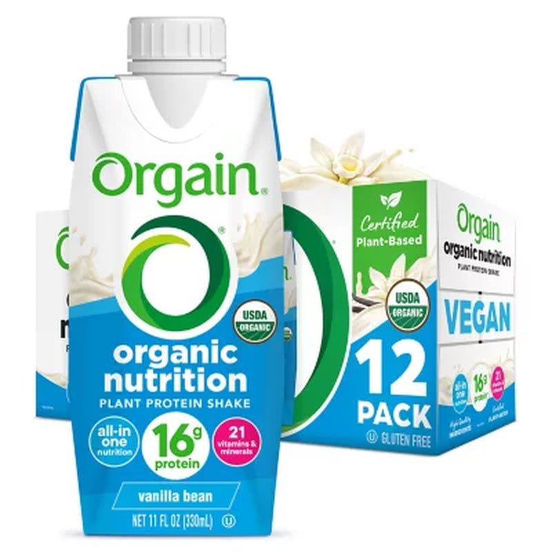 Orgain Organic Nutrition 16G Vegan Plant Based Protein Shake, Vanilla Bean 11 Fl. Oz., 12 Ct.