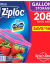 Ziploc Gallon Storage Bags, 208 Ct.