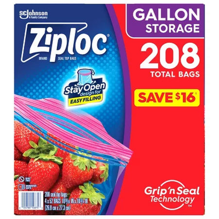 Ziploc Gallon Storage Bags, 208 Ct.