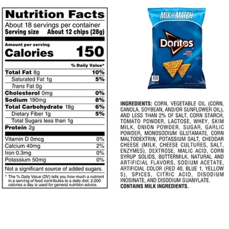 Doritos Cool Ranch Tortilla Chips, 18.38 Oz.