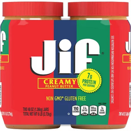 Jif Creamy Peanut Butter, 48 Oz., 2 Pk.