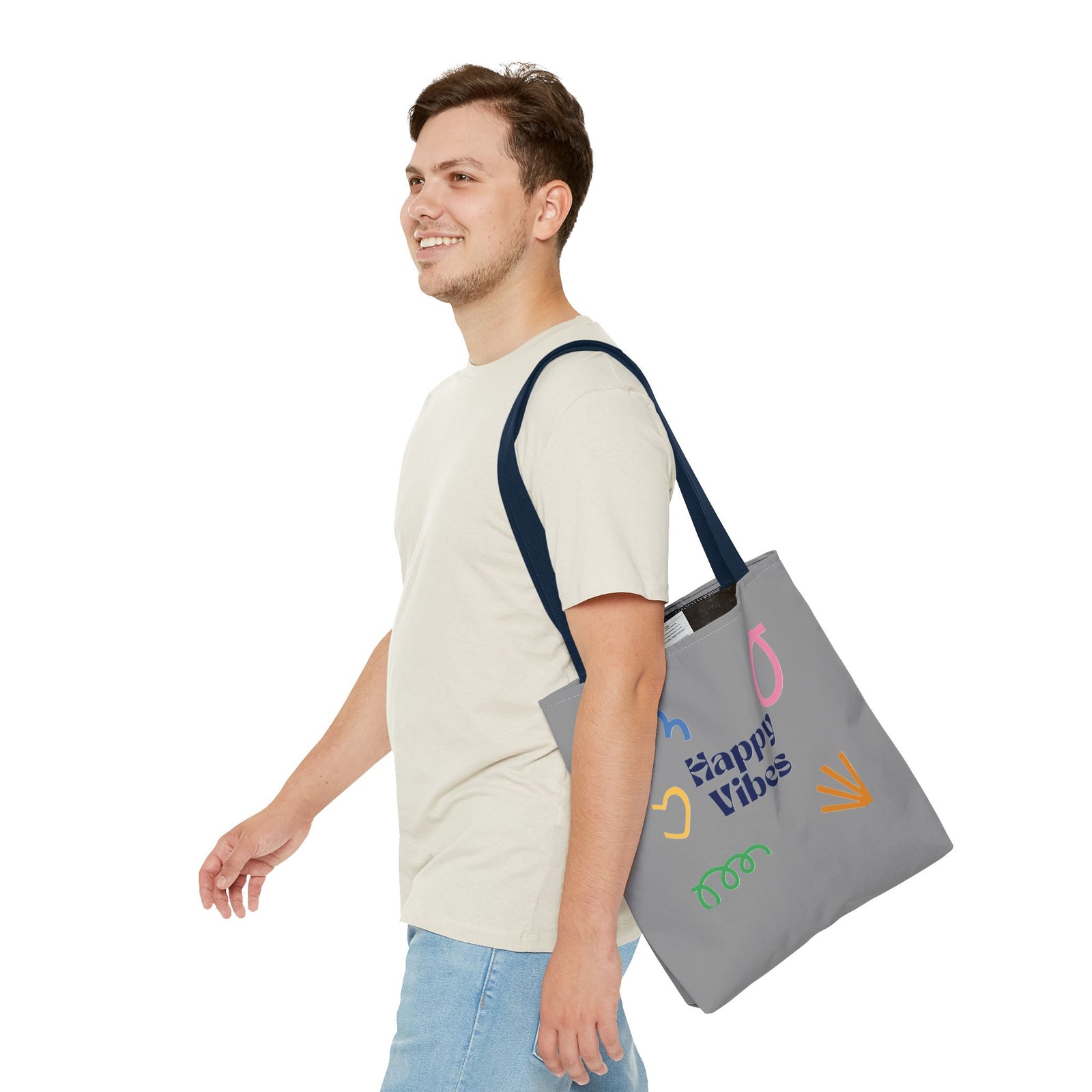 Happy Vibe Tote Bag (AOP) for any occasion