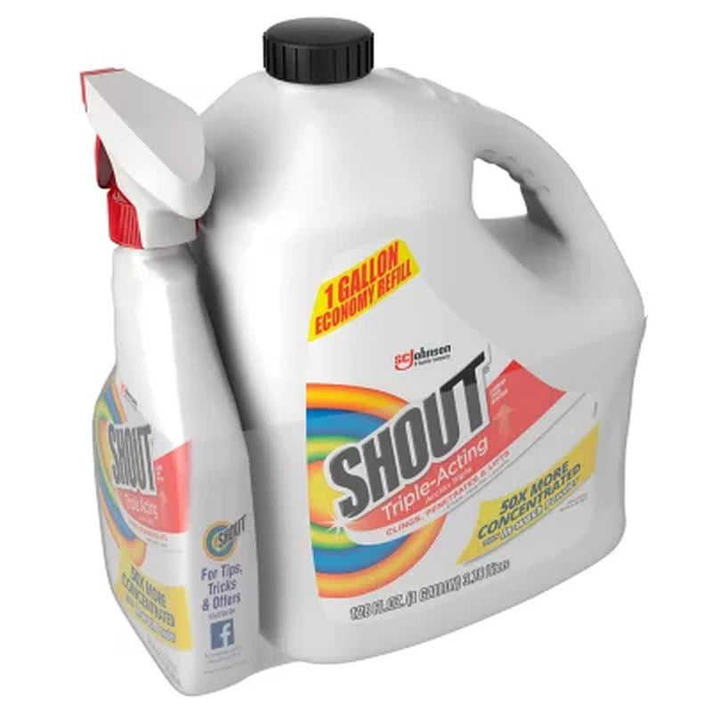 Shout Triple-Acting Laundry Stain Remover 128 Fl. Oz. Refill + 22 Fl. Oz. Trigger