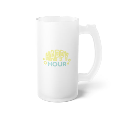 Happy Hour Frosted Glass Beer Mug 16 oz