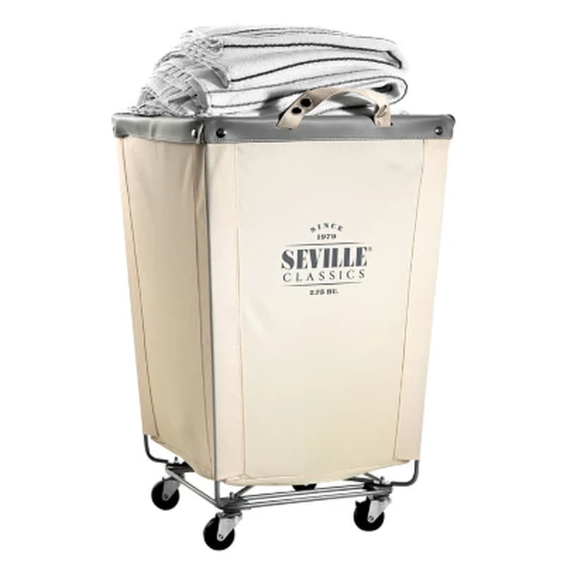 Seville Classics Commercial Heavy-Duty Rolling Laundry Hamper, 18.25" W X 18.25" D X 27.5" H