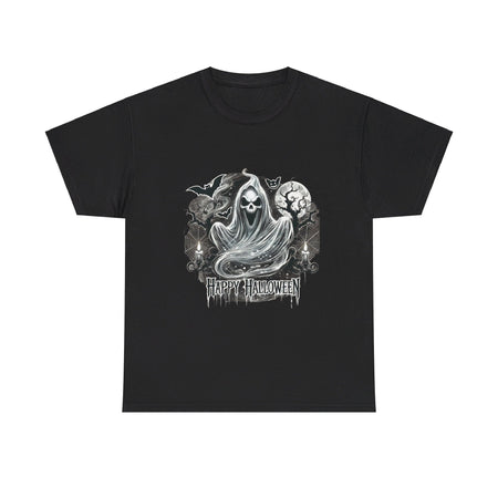 Spooky Halloween Ghost Design Unisex Heavy Cotton Tee