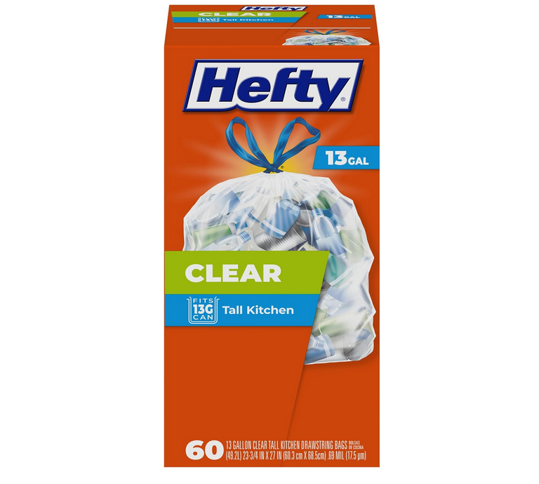 HEFTY Trash Bags, 13 Gallon, 60 Count (CHOOSE COLOR)