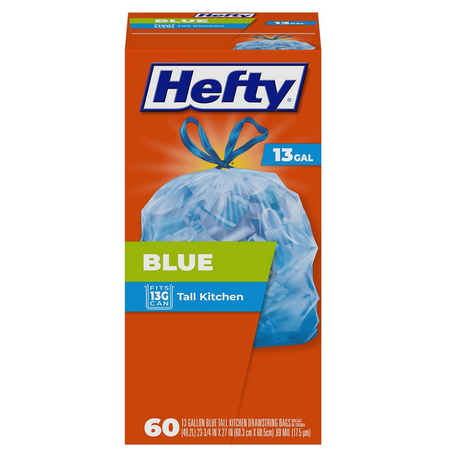 HEFTY Trash Bags, 13 Gallon, 60 Count (CHOOSE COLOR)