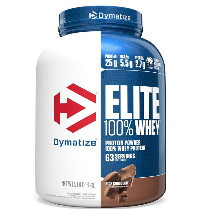 Dymatize Elite 100% Whey Protein Powder, 25G Protein, 5 Pound, 67 Servings (CHOOSE FLAVOR)