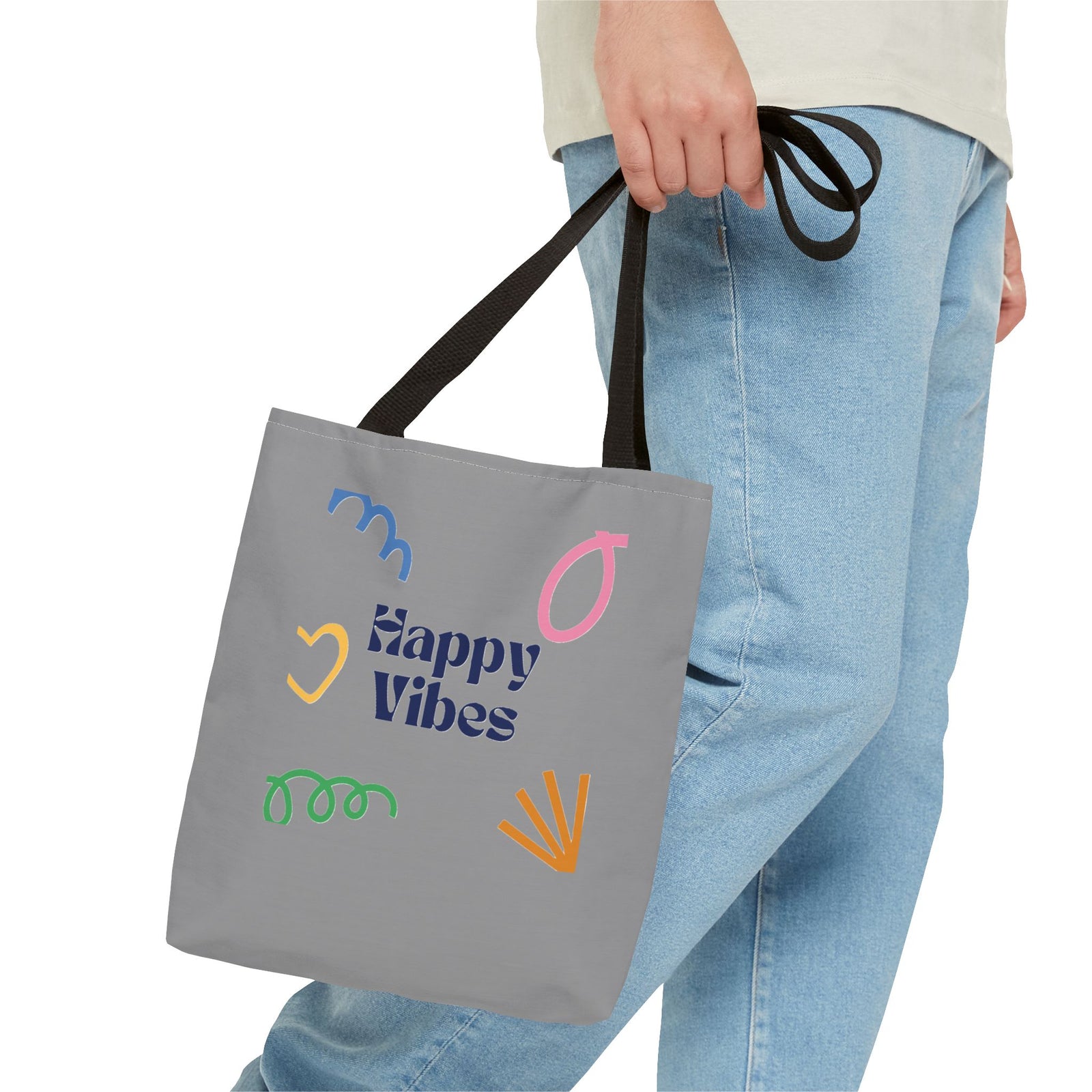 Happy Vibe Tote Bag (AOP) for any occasion