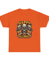 Spooky Skull and Pumpkin Halloween Design Unisex Heavy Cotton Tee