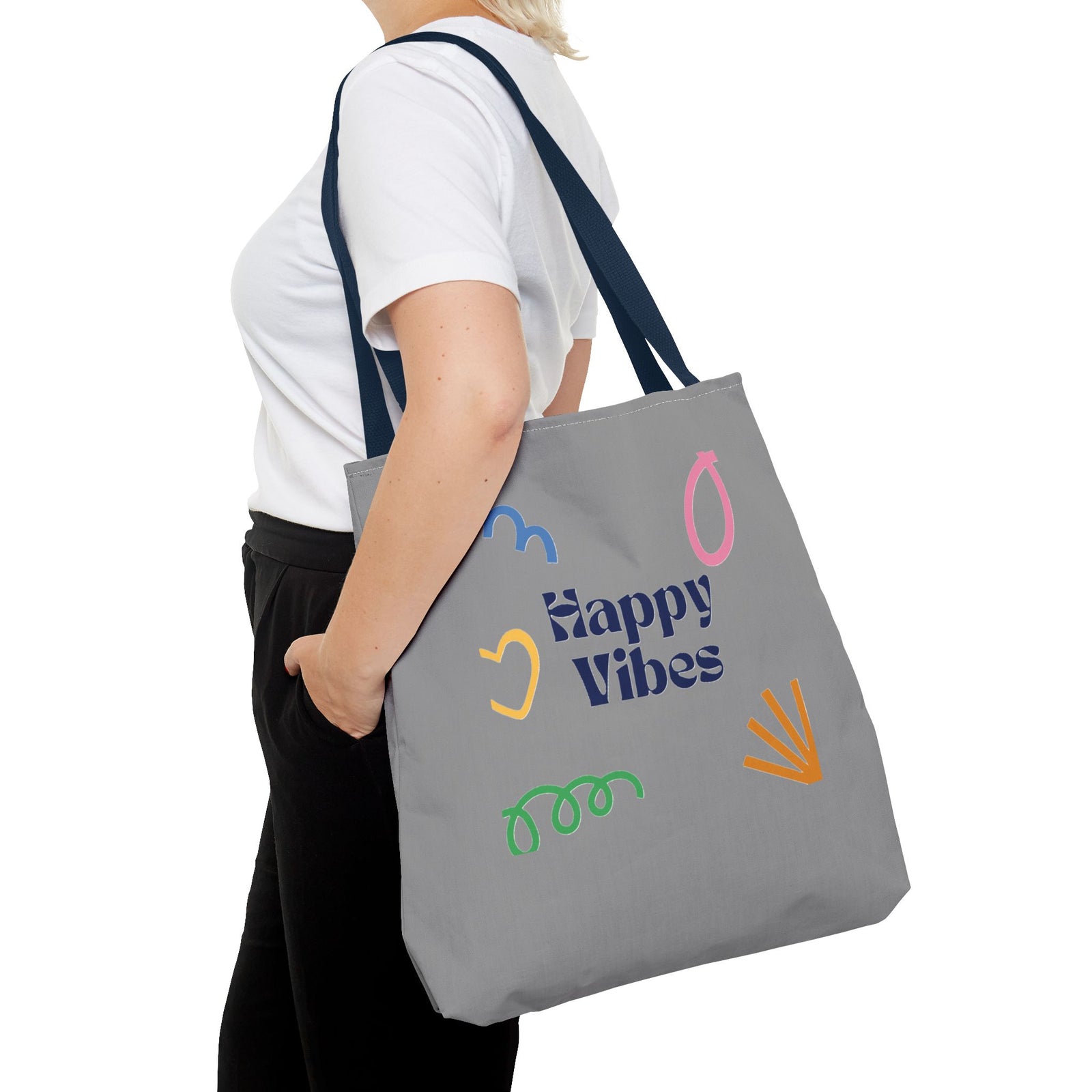 Happy Vibe Tote Bag (AOP) for any occasion