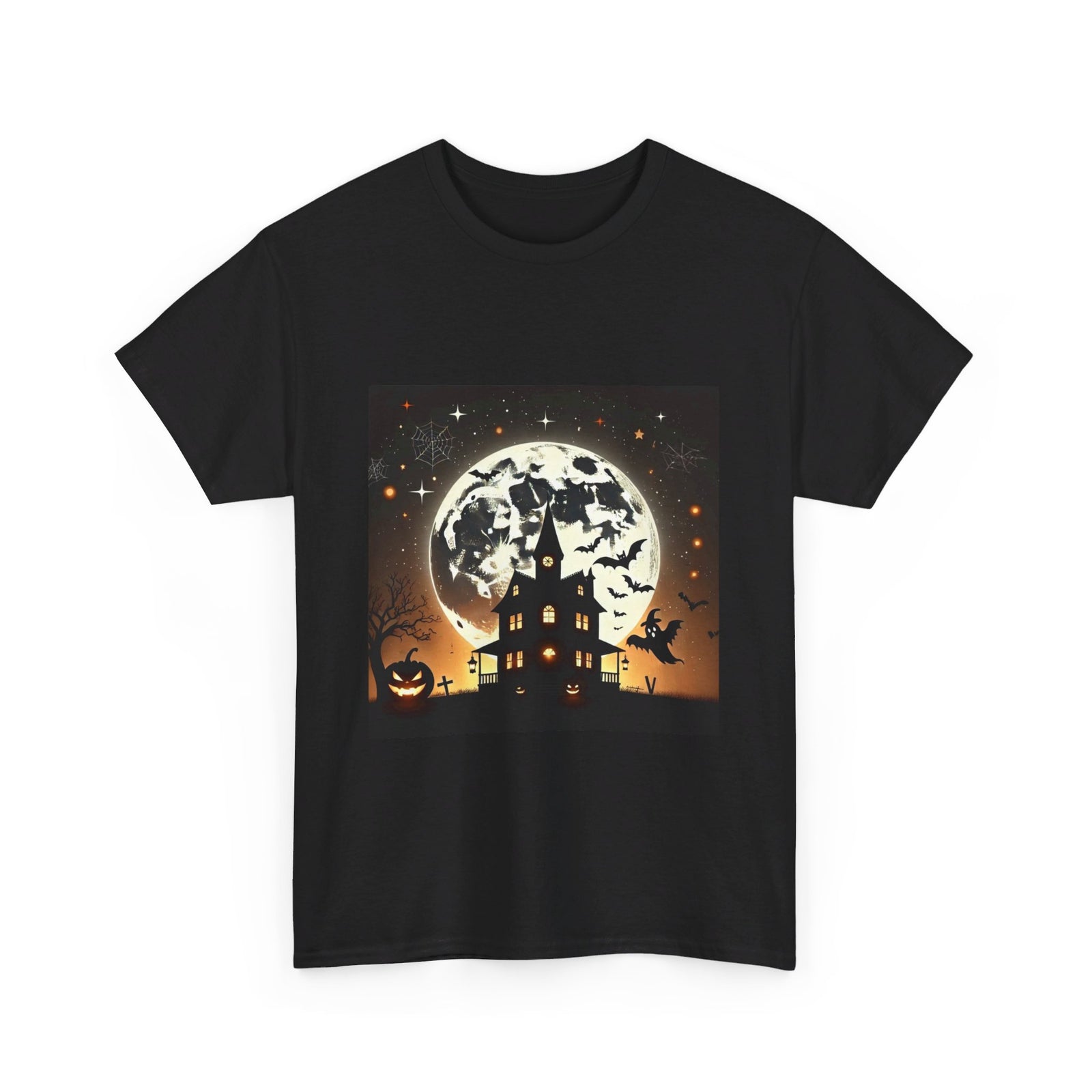 Spooky Night Sky: Halloween Icons Edition Unisex Heavy Cotton Tee