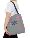 Happy Vibe Tote Bag (AOP) for any occasion
