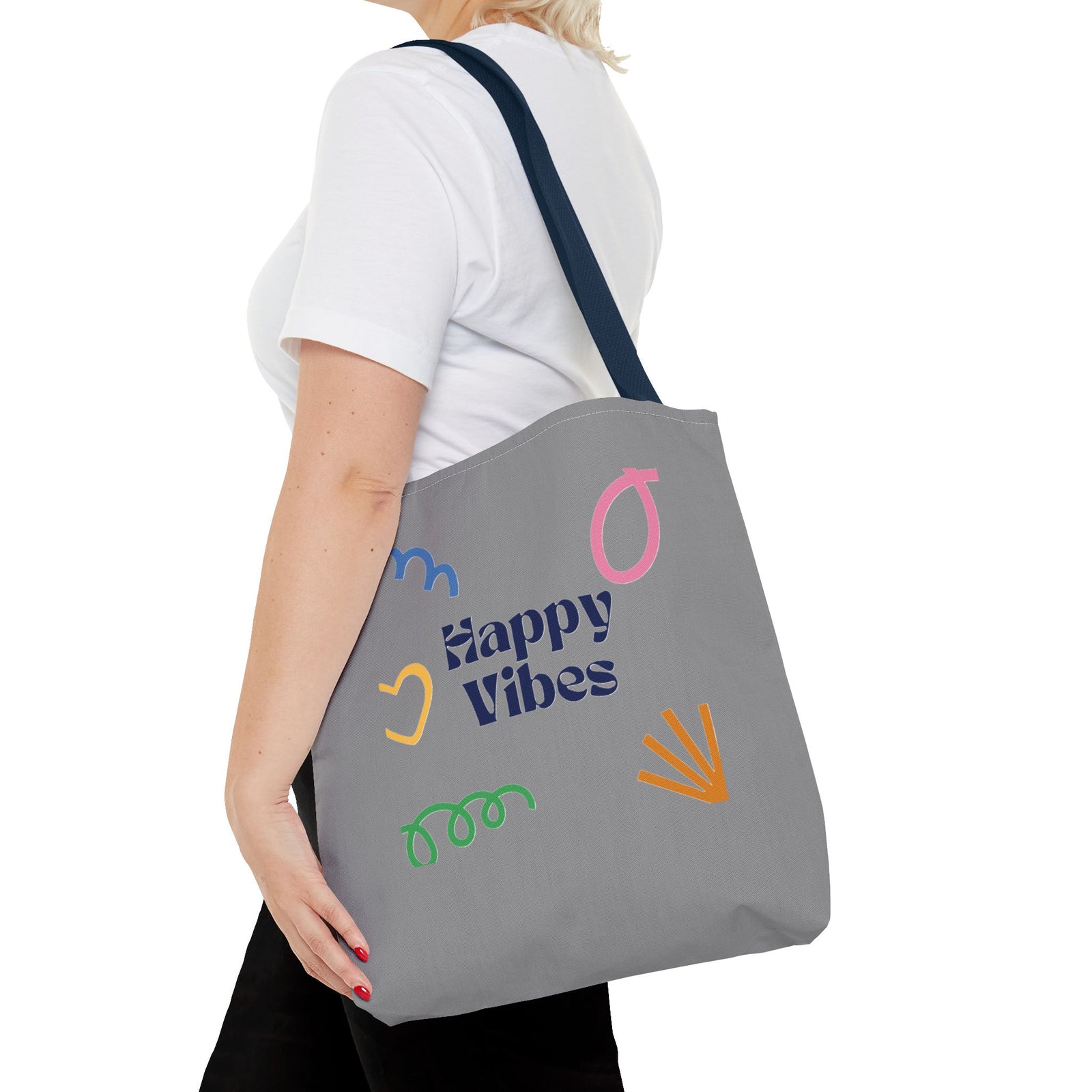 Happy Vibe Tote Bag (AOP) for any occasion