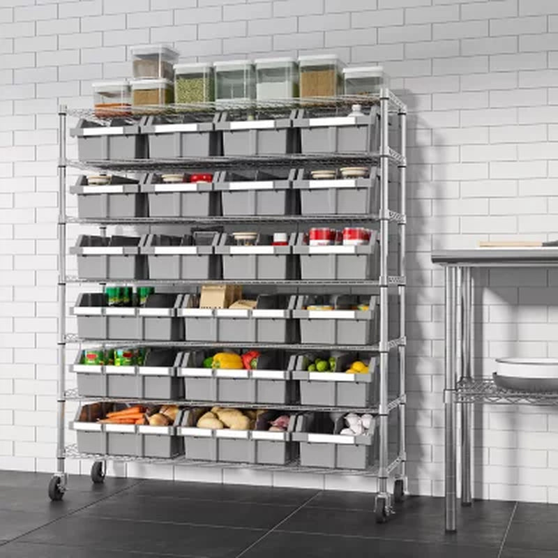 Seville Classics Extra Wide 7-Tier NSF 21-Bin Rack, 48" W X 14" D X 56" H