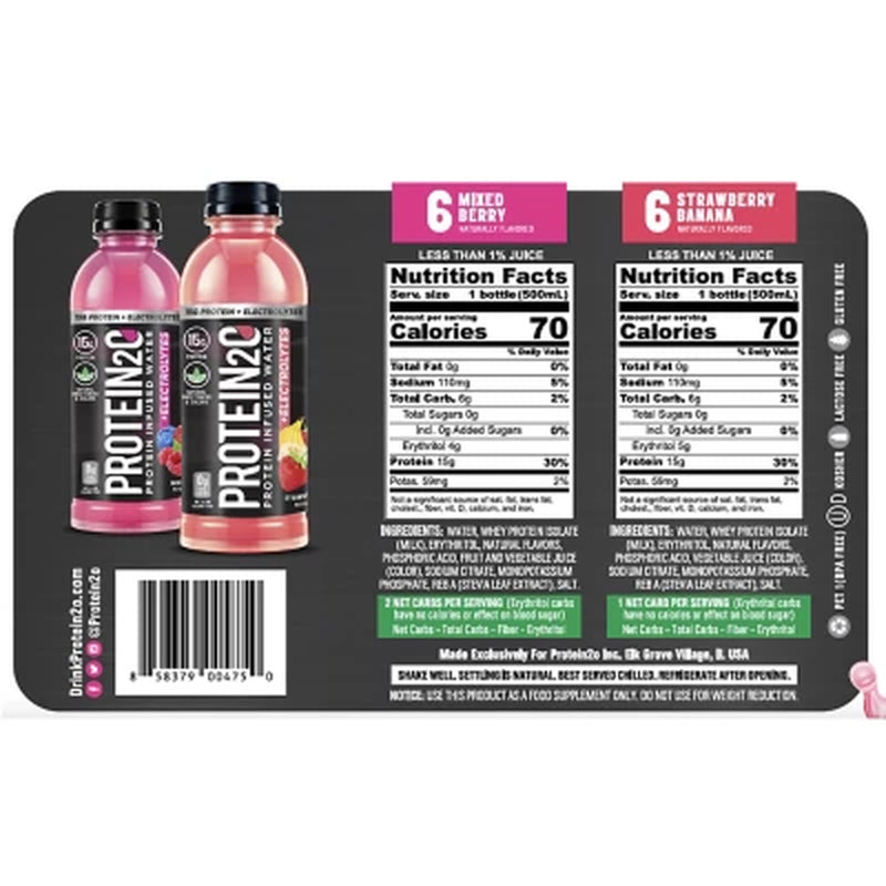 Protein2O + Electrolytes Variety Pack 16.9 Fl. Oz., 12 Pk.