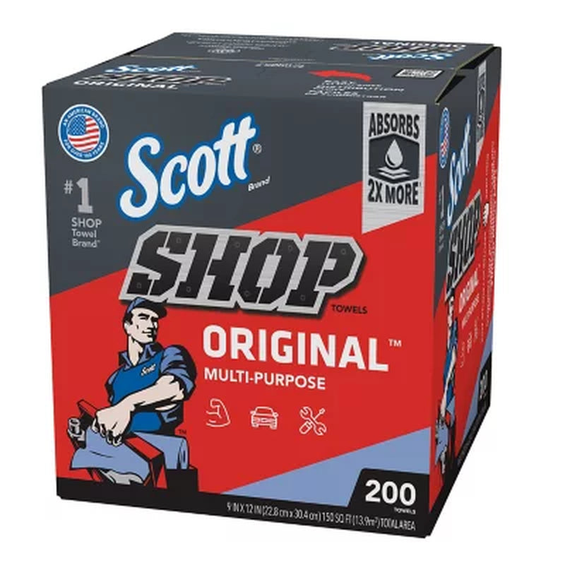 Scott Shop Towels Original, Pop-Up Dispenser Box 200 Sheets/Box