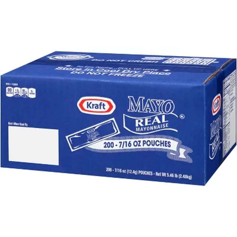 Kraft Real Mayo Mayonnaise Single Serve Pouches, 200 Ct.