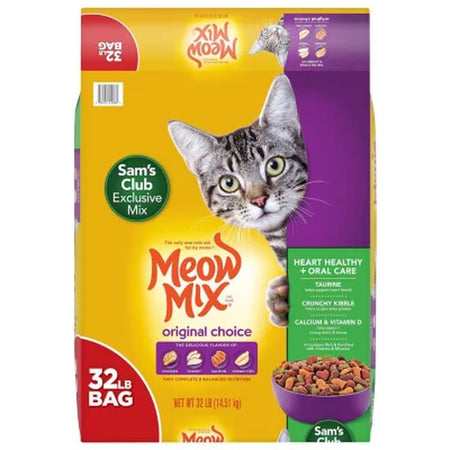 Meow Mix Original Choice Dry Cat Food, Heart Healthy & Oral Care Formula 32 Lbs.