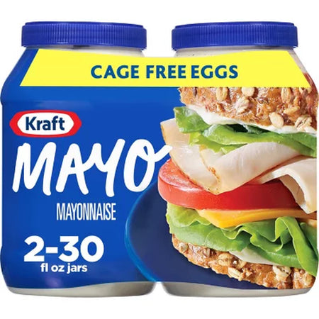 Kraft Real Mayo Creamy & Smooth Mayonnaise 30 Fl. Oz. Jars, 2 Pk.