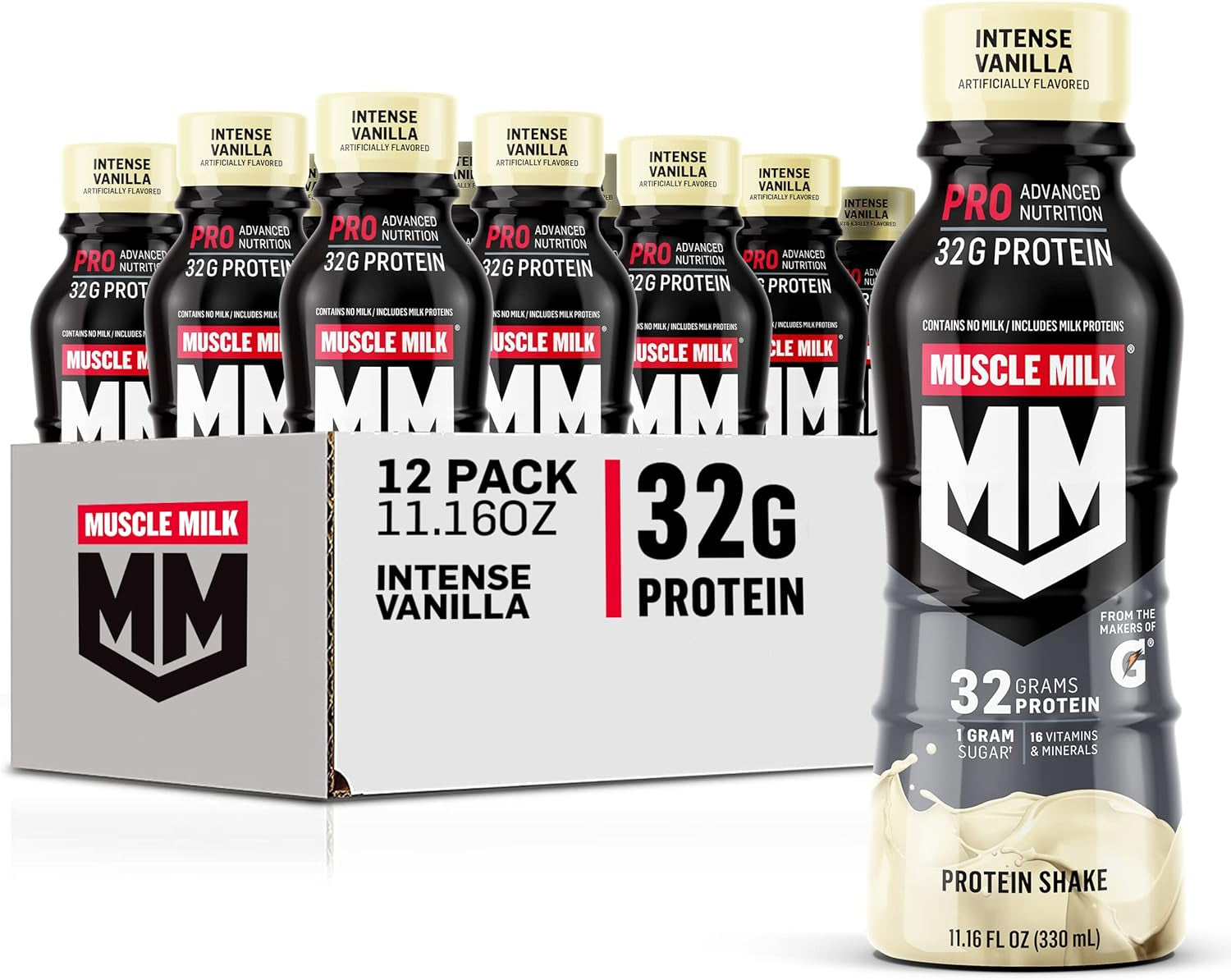 Muscle Milk Pro Advanced Nutrition Protein Shake, 32G Protein - 11.16 Fl Oz 12 PACK (CHOOSE FLAVOR) 