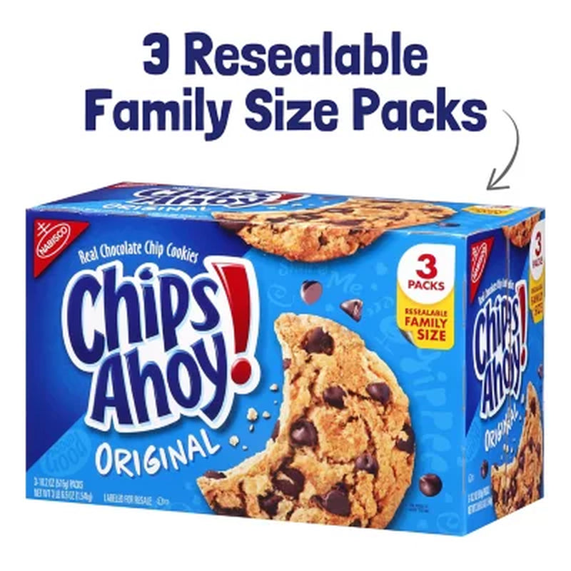 CHIPS AHOY! Chocolate Chip Cookies, Family Size, 18.2 Oz., 3 Pk.