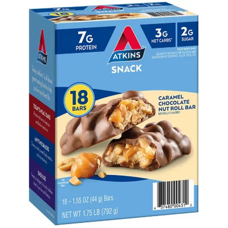 Atkins Caramel Chocolate Nut Roll Snack Bar 18 Ct.