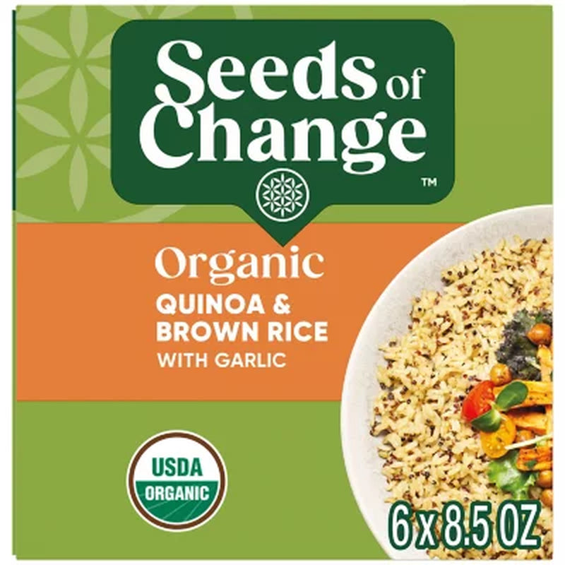 Seeds of Change Certified Organic Quinoa and Brown Rice with Garlic 8.5 Oz., 6 Pk.