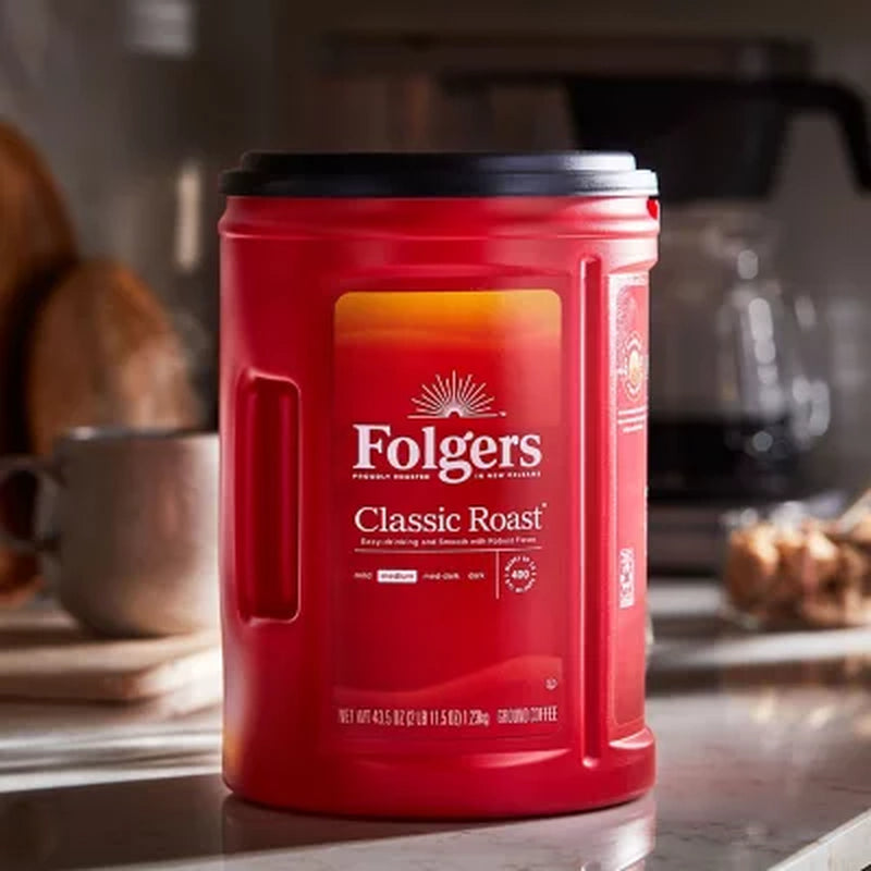 Folgers Classic Medium Roast Ground Coffee, 43.5 Oz.