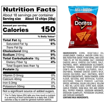 Doritos Nacho Cheese Flavored Tortilla Chips, 18.38 Oz.